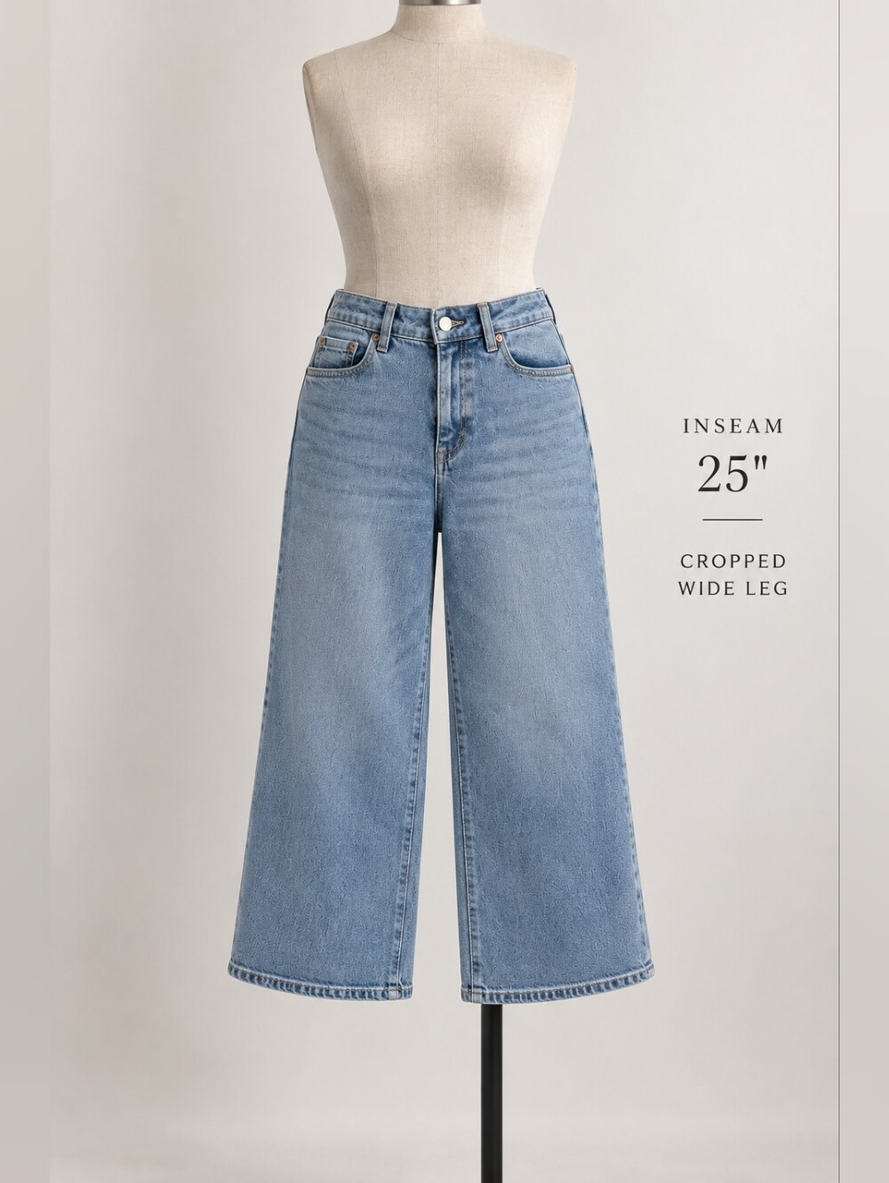 High Waist Culotte Wide Leg Cropped Jeans Light Wash Size 2